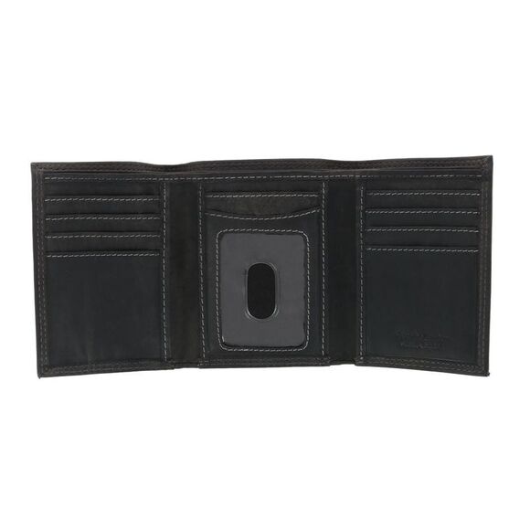CTM Men's Leather Contrast Stitch Trifold Wallet - Picture 2 of 4